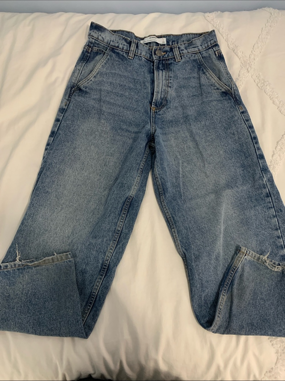High-Rise Vintage Wash Straight Leg Jeans - Blue
